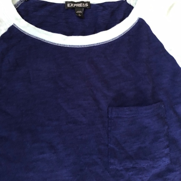 Express Pocket Baseball Raglan Two-Tone Tee Top - Picture 12 of 16